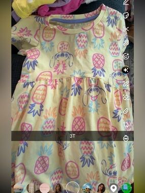 Disney Lilo & Stitch Yellow Pineapple Print Casual Dress